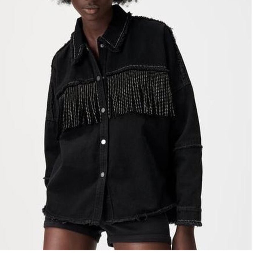 Zara Fringe Button-Up Jacket